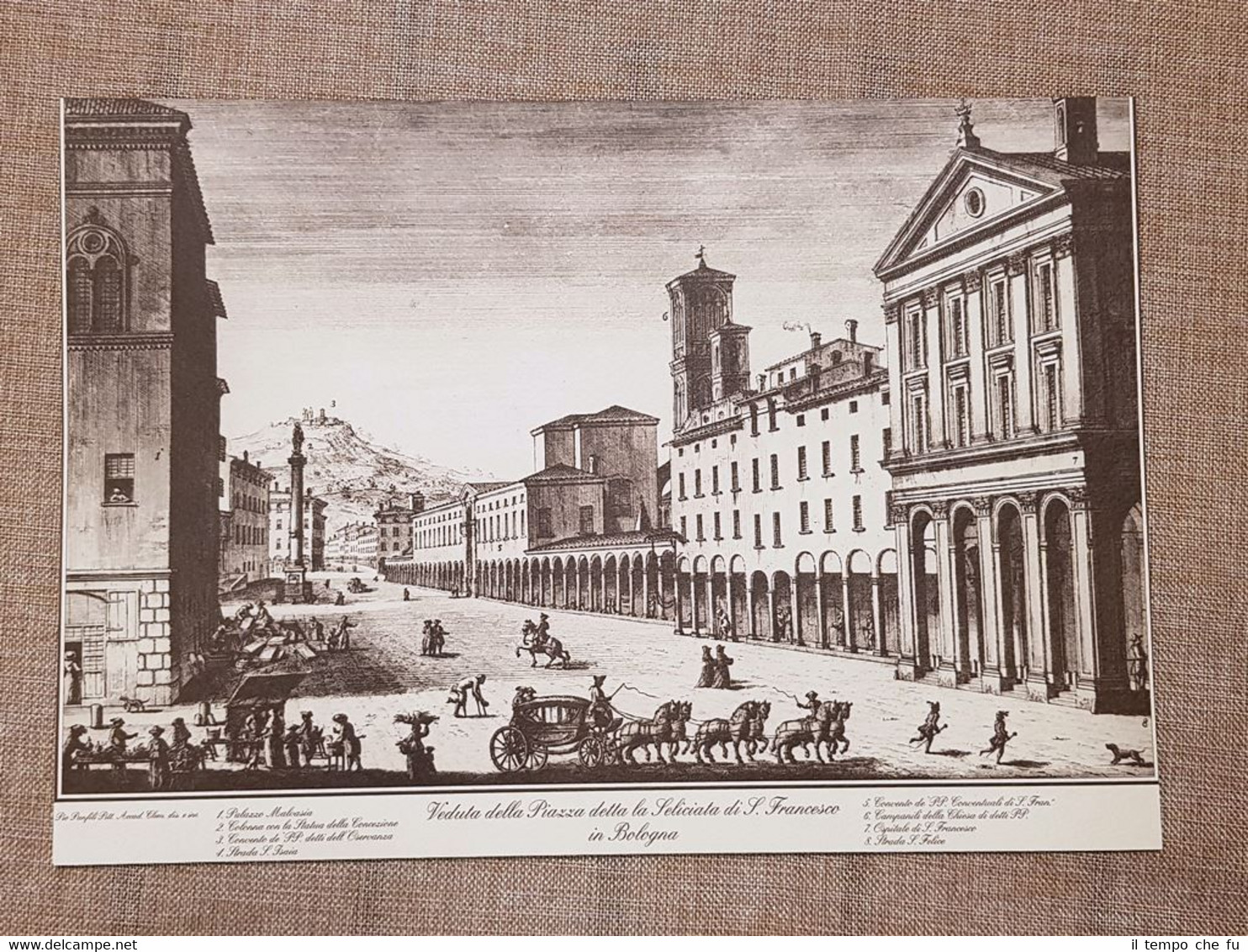 Bologna nel 700 Veduta Piazza della Seliciata di S.Francesco Litografia …