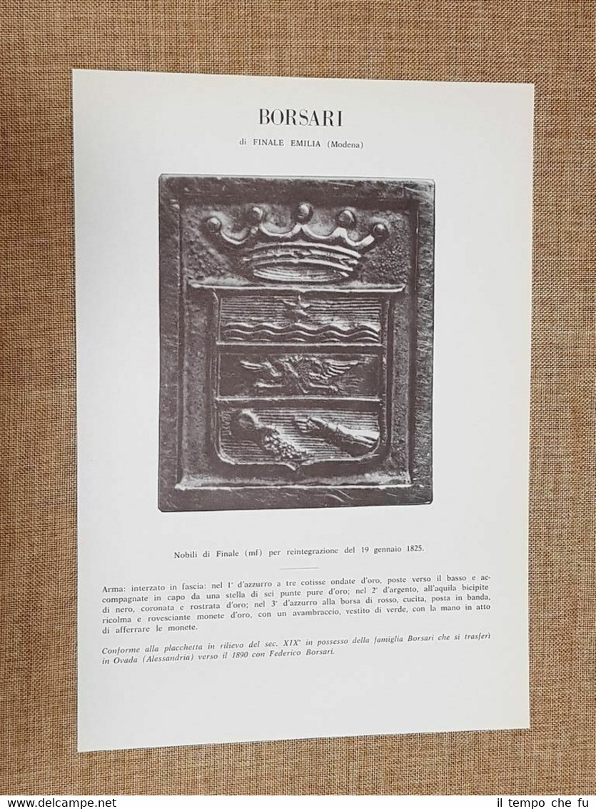 Borsari di Finale Emilia (Modena) Stemma Famiglia Nobile Nobiltà Araldica