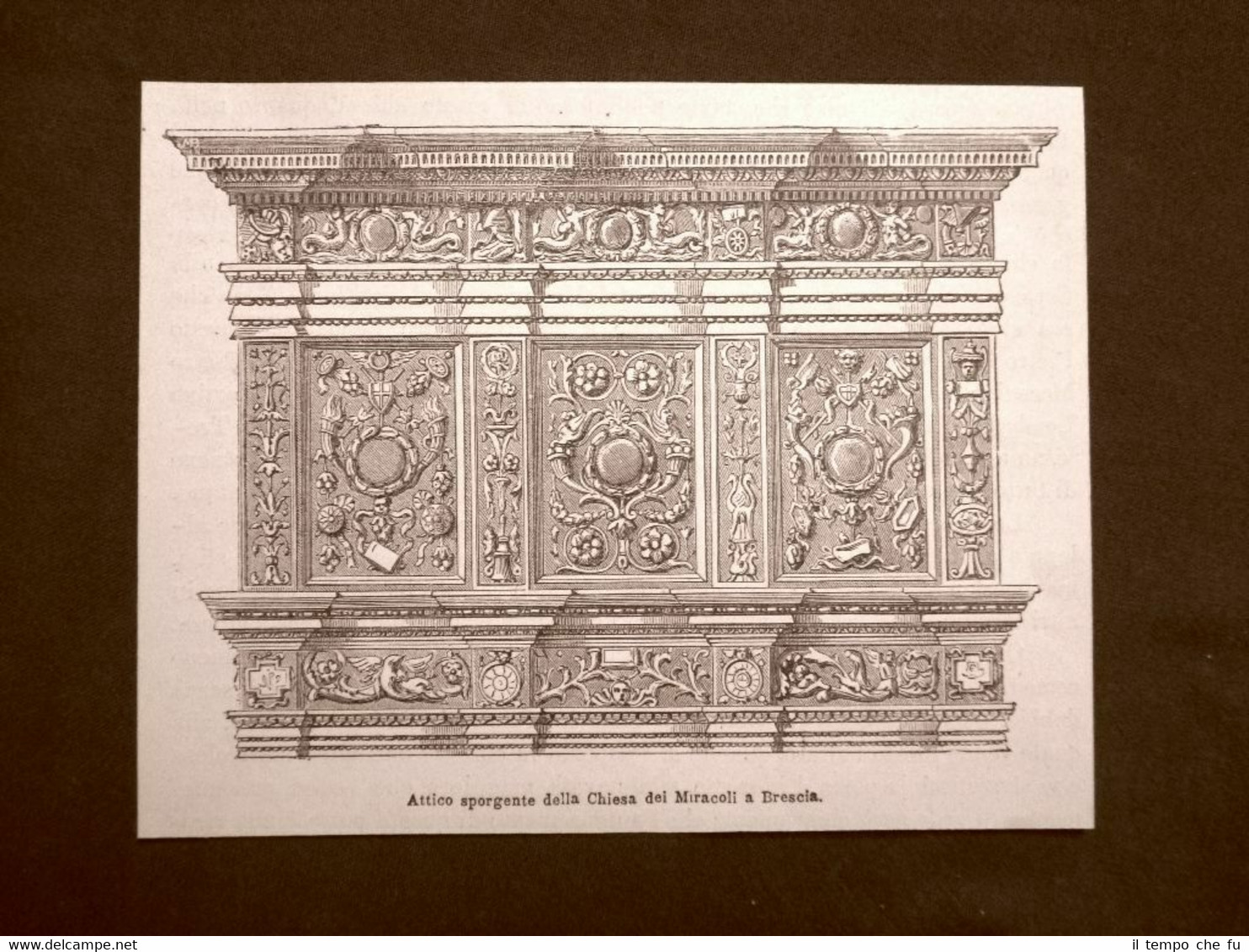 Brescia nel 1891 Attico sporgente della Chiesa dei Miracoli Lombardia