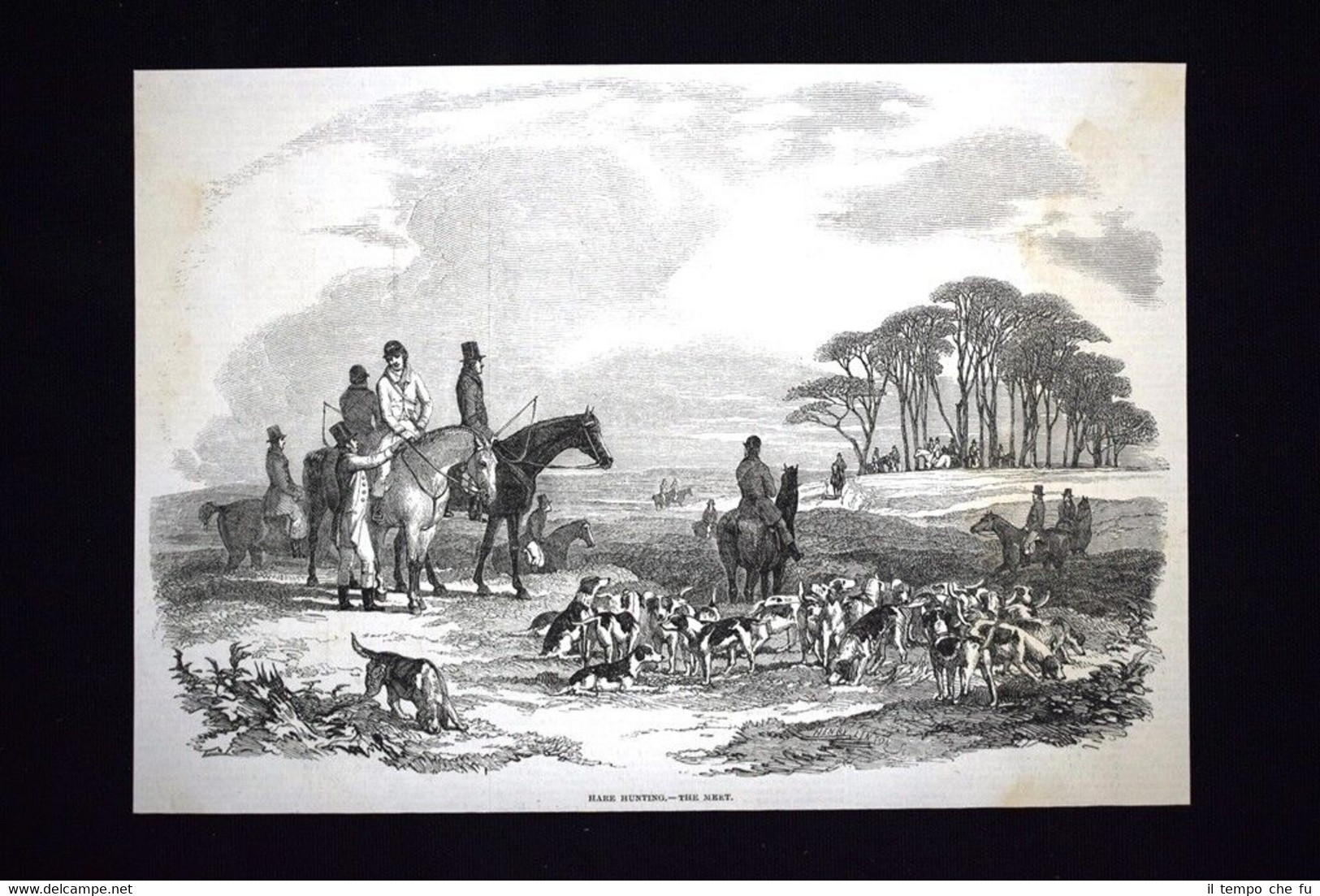 Caccia alla lepre - L'incontro Incisione del 1851
