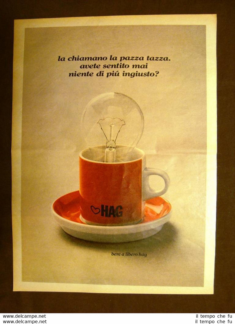Caffè Hag La pazza tazza Pubblicità vintage anni '70