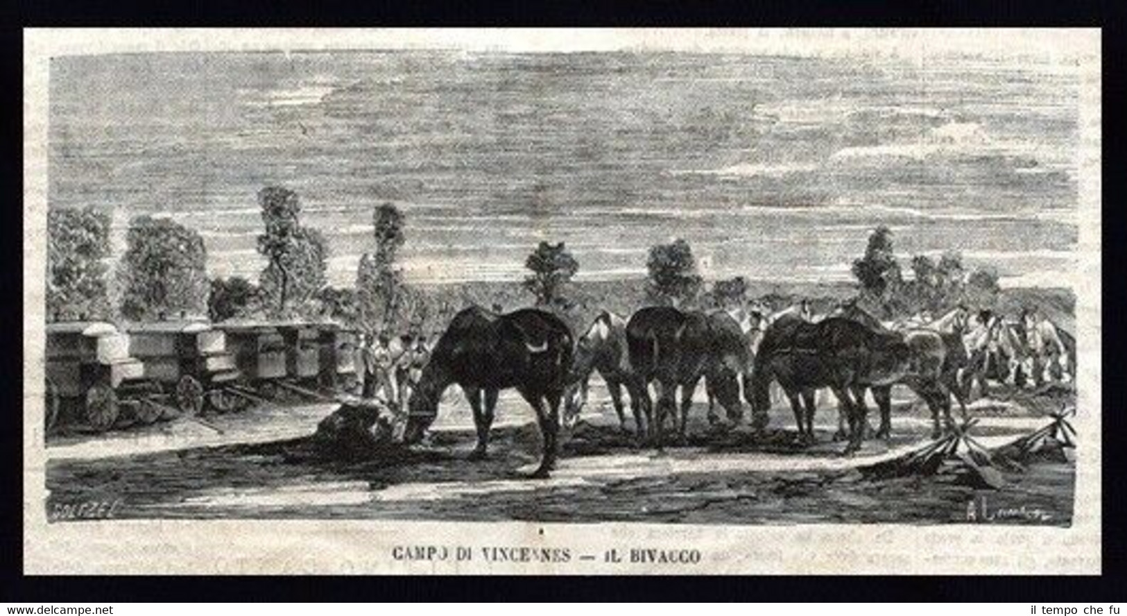 Campo di Vincennes,Francia-Il bivacco Incisione del 1869