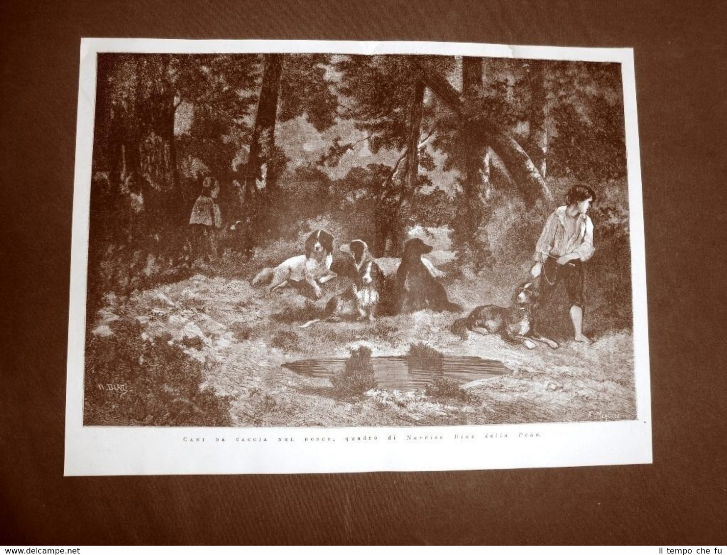 Cani da caccia nel bosco Quadro di Narciso Diaz della …