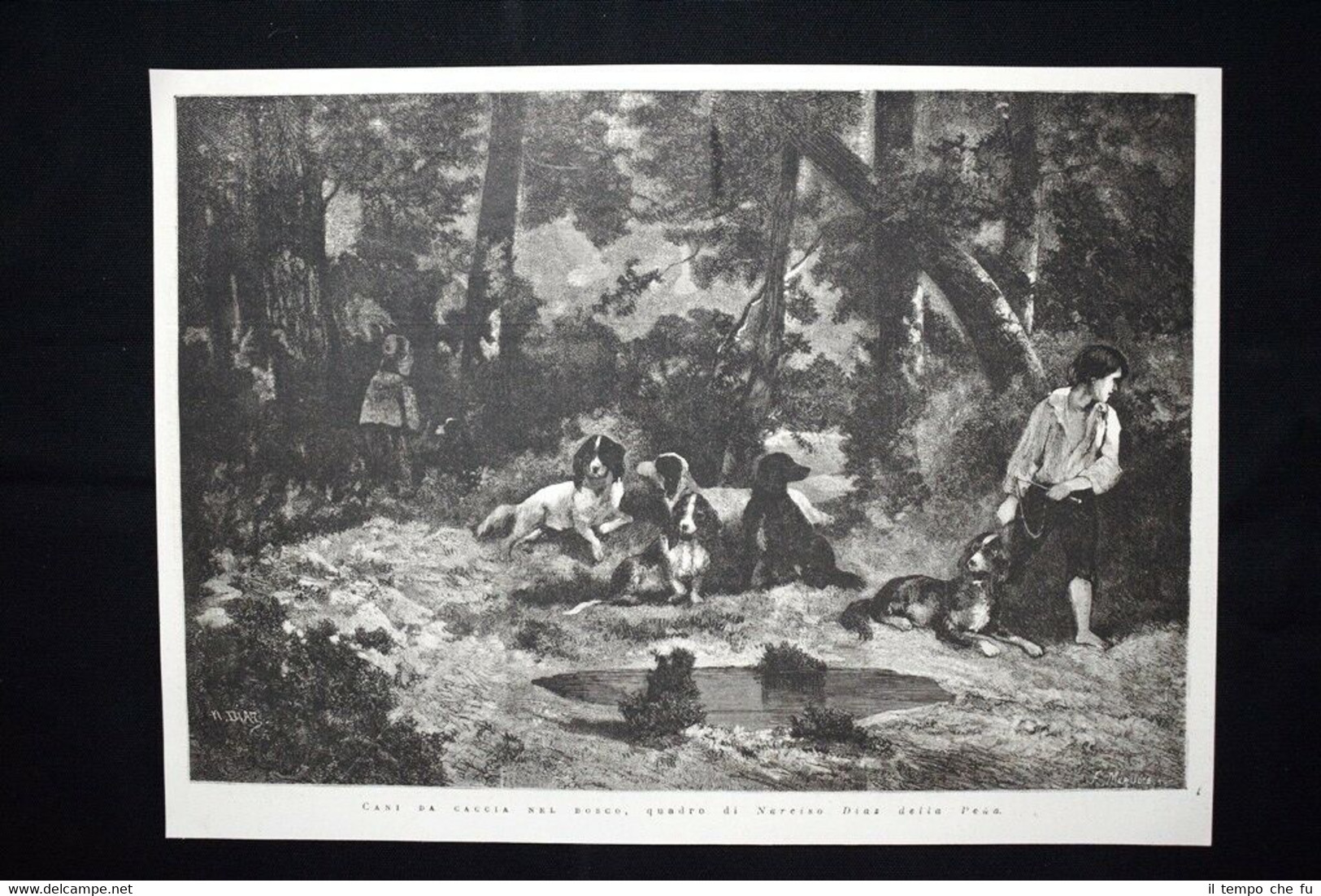 Cani da caccia nel bosco, quadro di Narciso Diaz della …