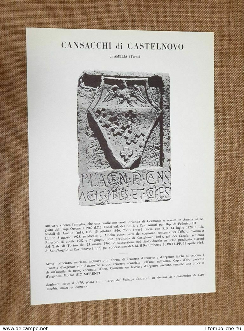 Cansacchi di Castelnovo di Amelia Terni Stemma Famiglia Nobile Nobiltà …