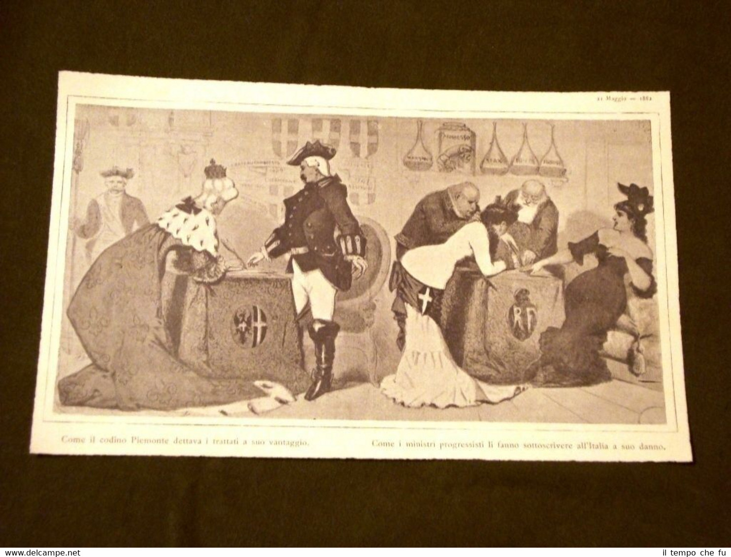 Caricatura Teja apparsa sul Pasquino Depretis Trattato commercio con la …