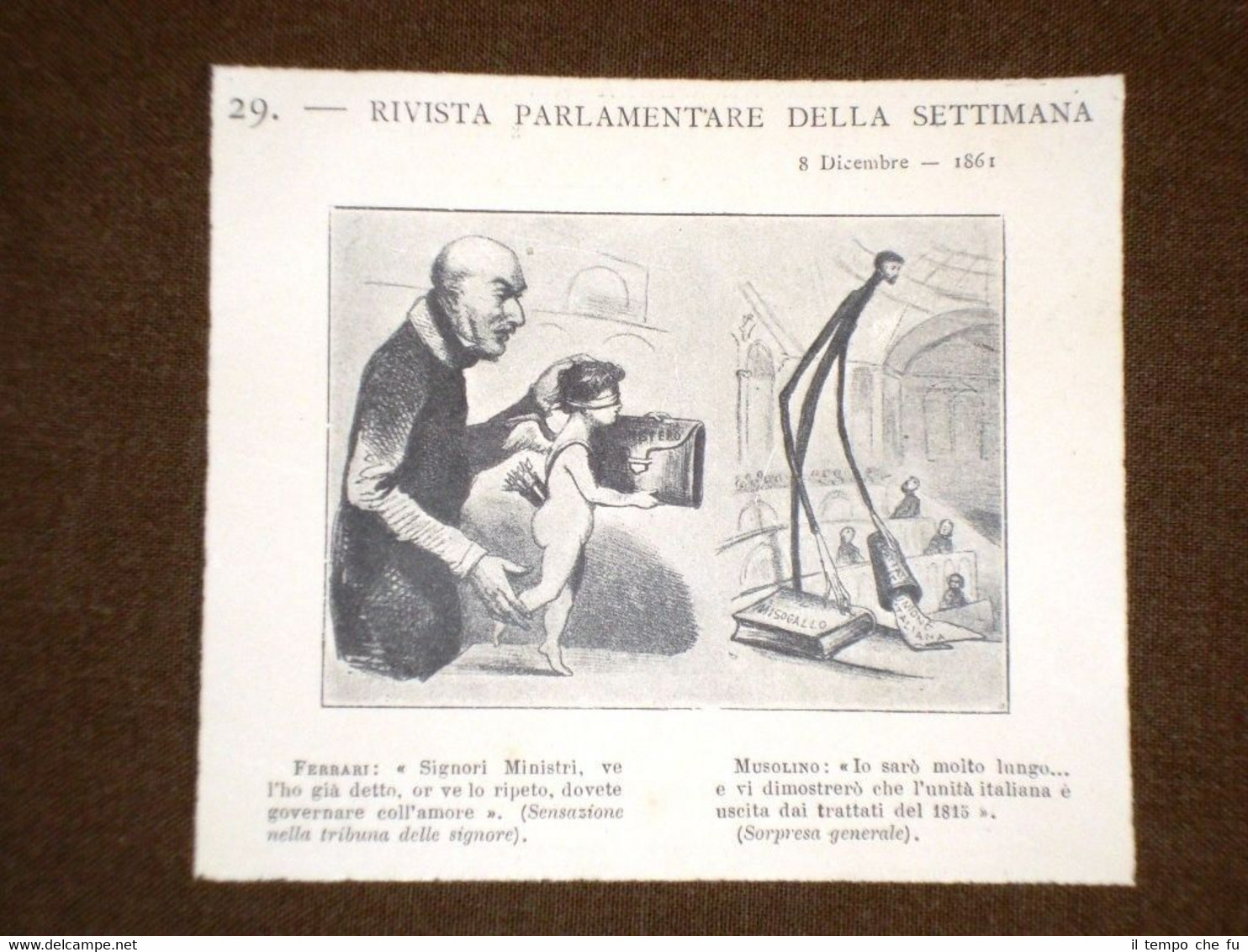 Caricatura Teja apparsa sul Pasquino Politica L'Onorevole Ferrari e Musolino