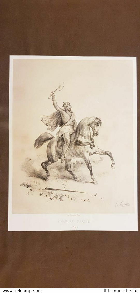 Carlo Martello 690 – 741 Incisione del 1859 di V.Adam …