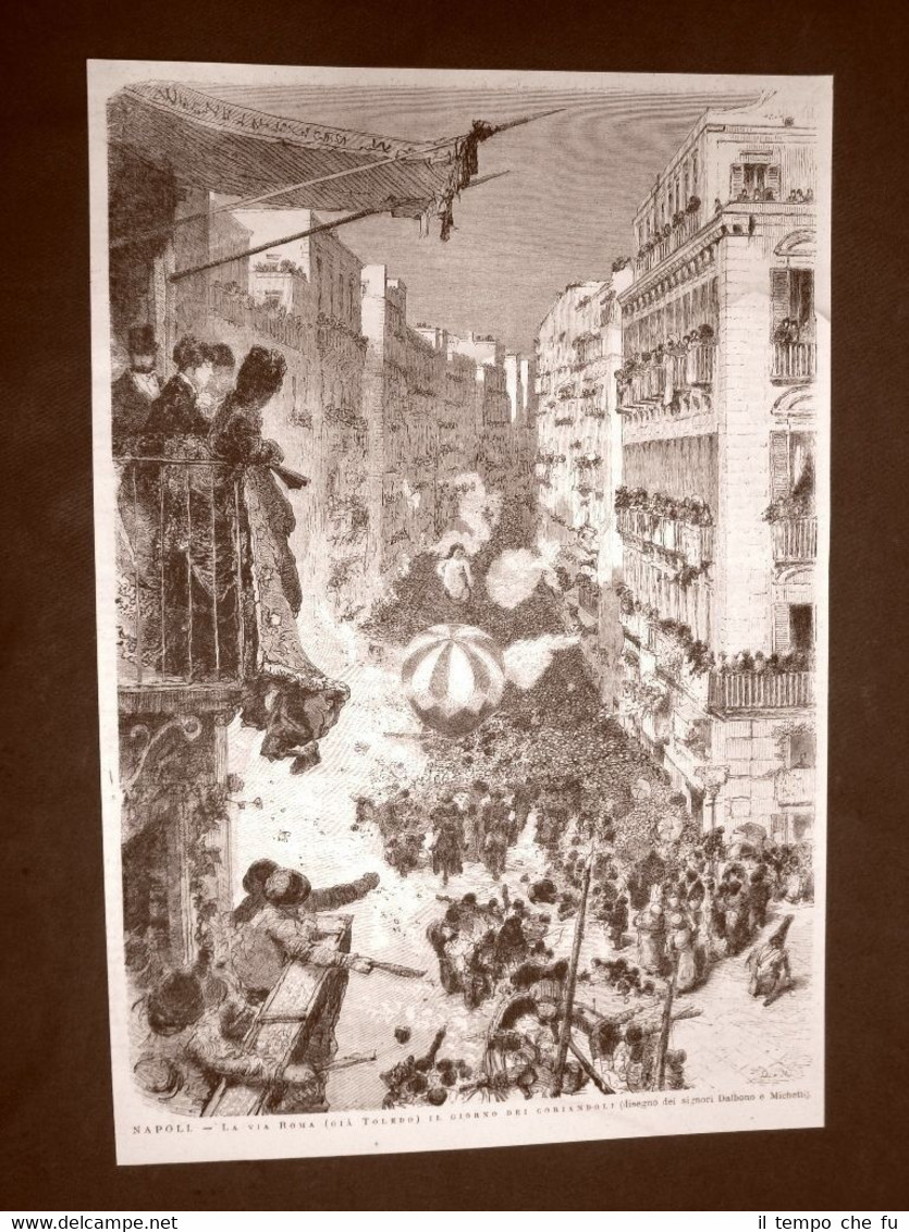 Carnevale di Napoli nel 1876 Via Roma, già Toledo, il …