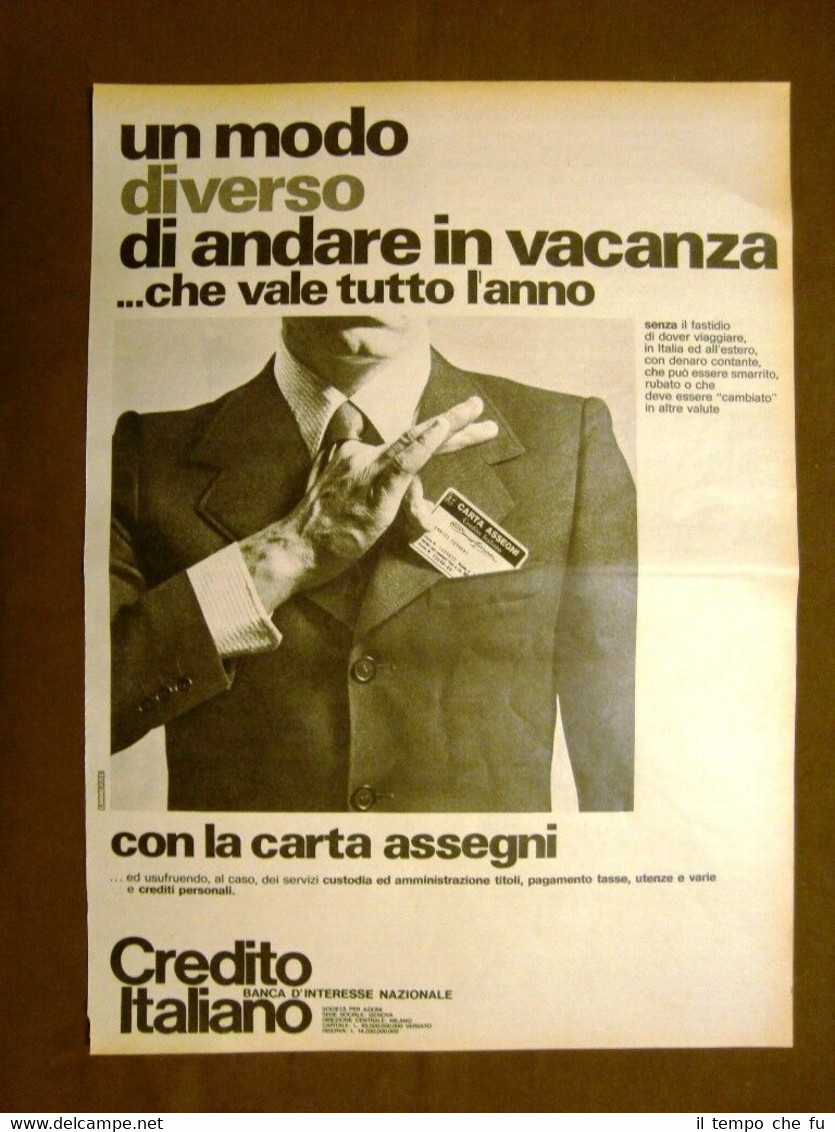 Carta assegni Banca Credito Italiano Pubblicità vintage anni '70