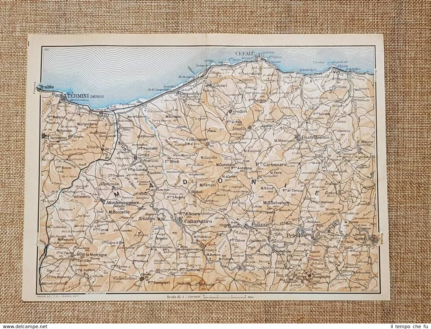 Carta cartina del 1953 Cefalù Termini Imerese Caltavuturo Polizzi Sicilia …