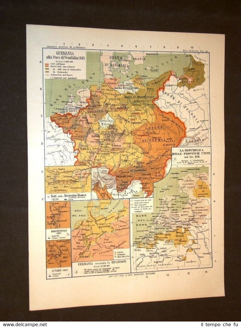 Carta cartina estratta da Atlante del 1890 Germania e Pace …