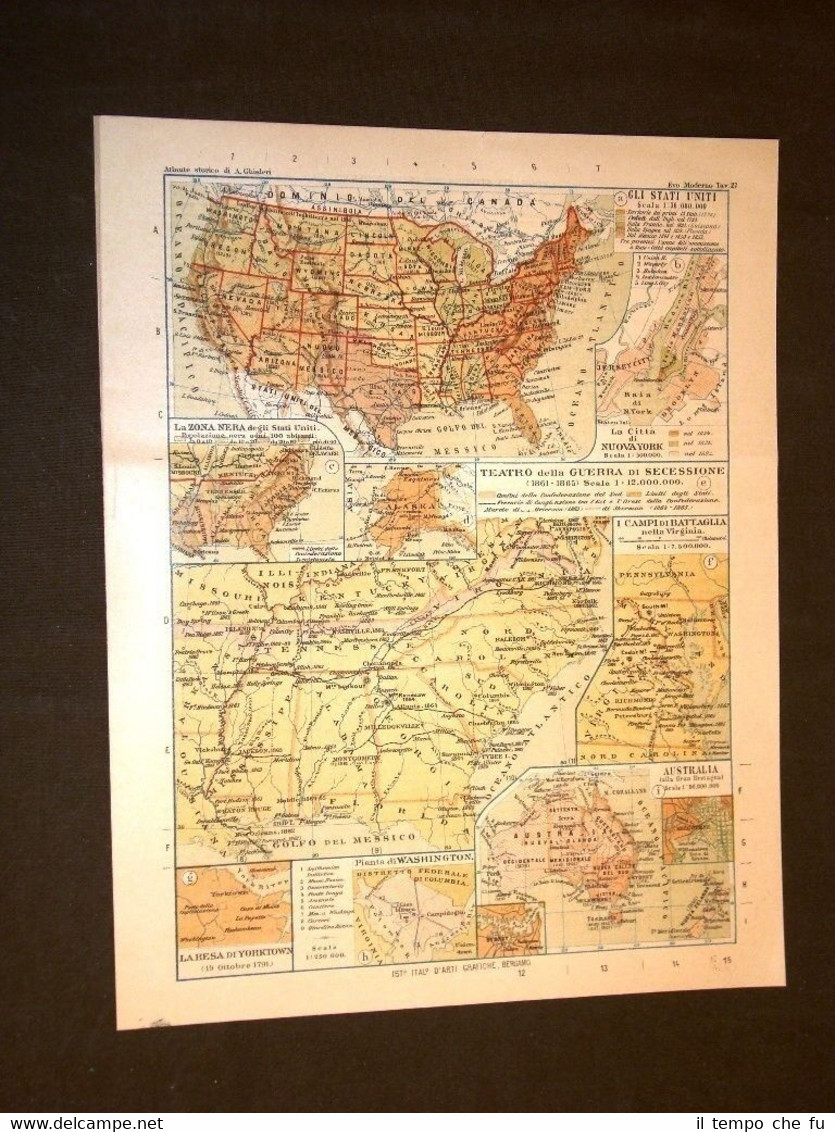 Carta cartina estratta da Atlante del 1890 Guerra di Secessione …