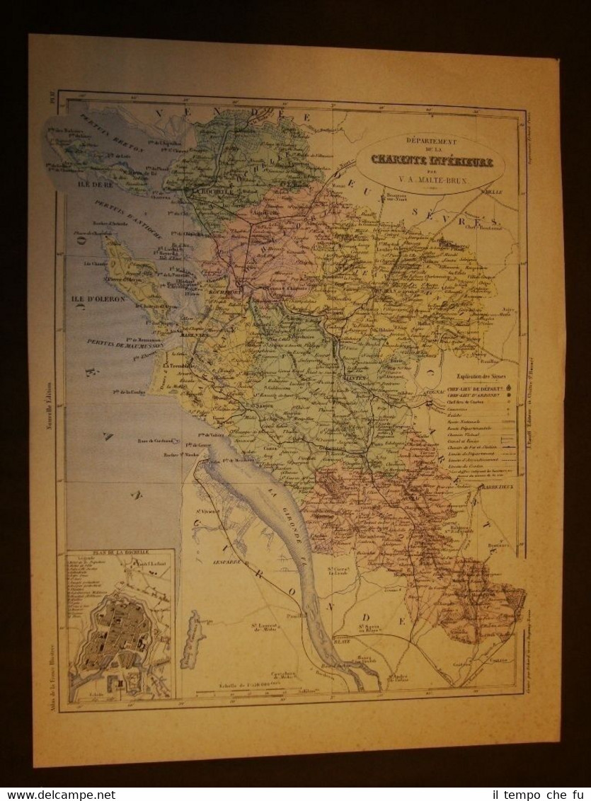 Carta, cartina o mappa del 1840 Charente Inférieure - La …