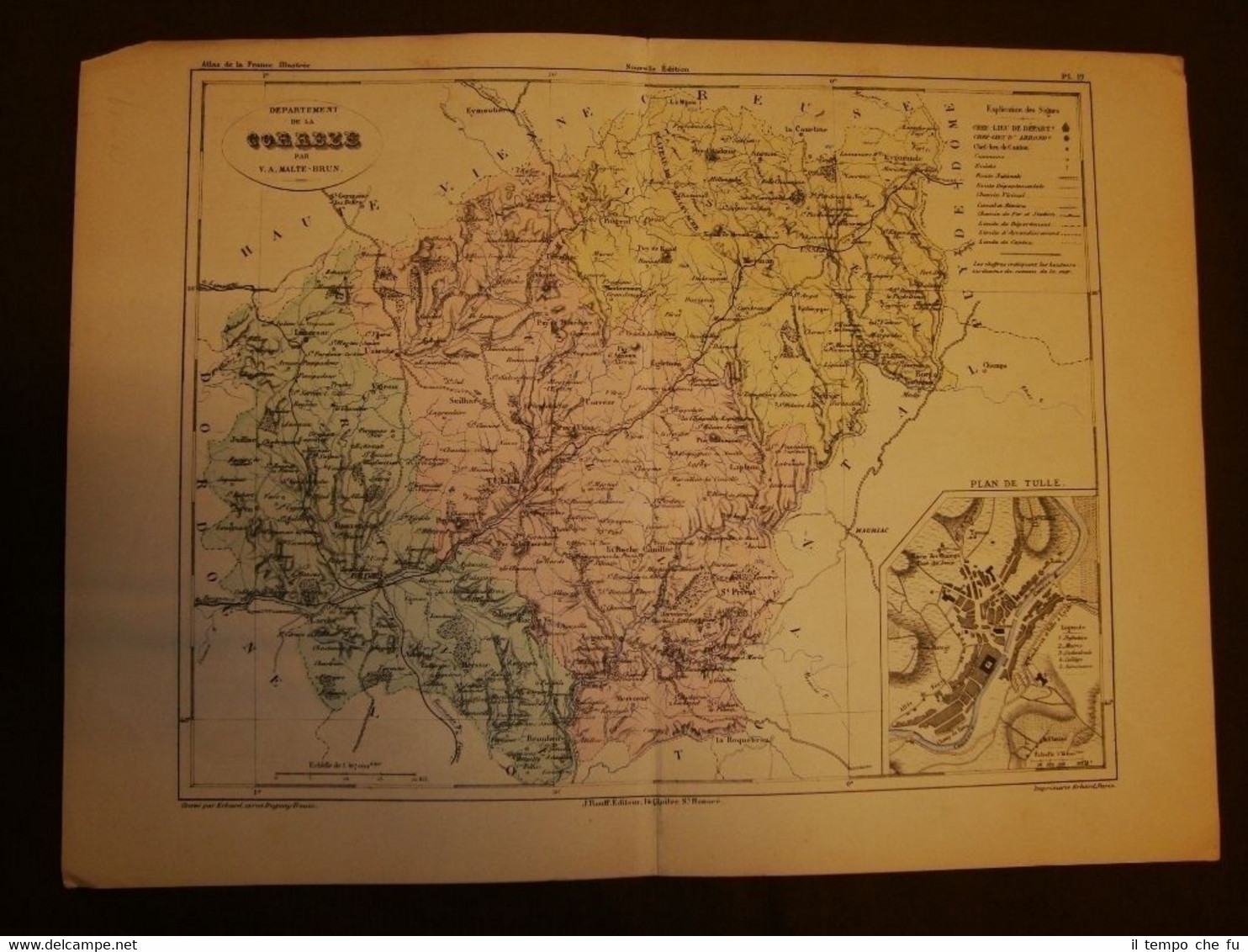 Carta, cartina o mappa del 1840 Corrèze - Tulle - …