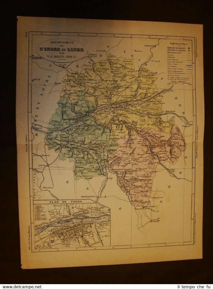 Carta, cartina o mappa del 1840 Indre et Loire - …