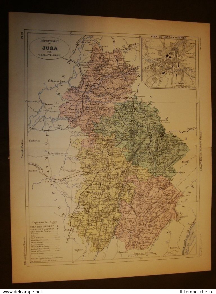 Carta, cartina o mappa del 1840 Jura - Lons Le …