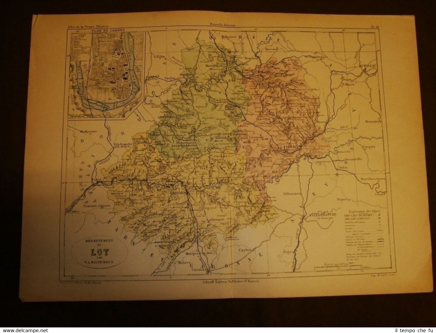Carta, cartina o mappa del 1840 Lot - Cahors - …