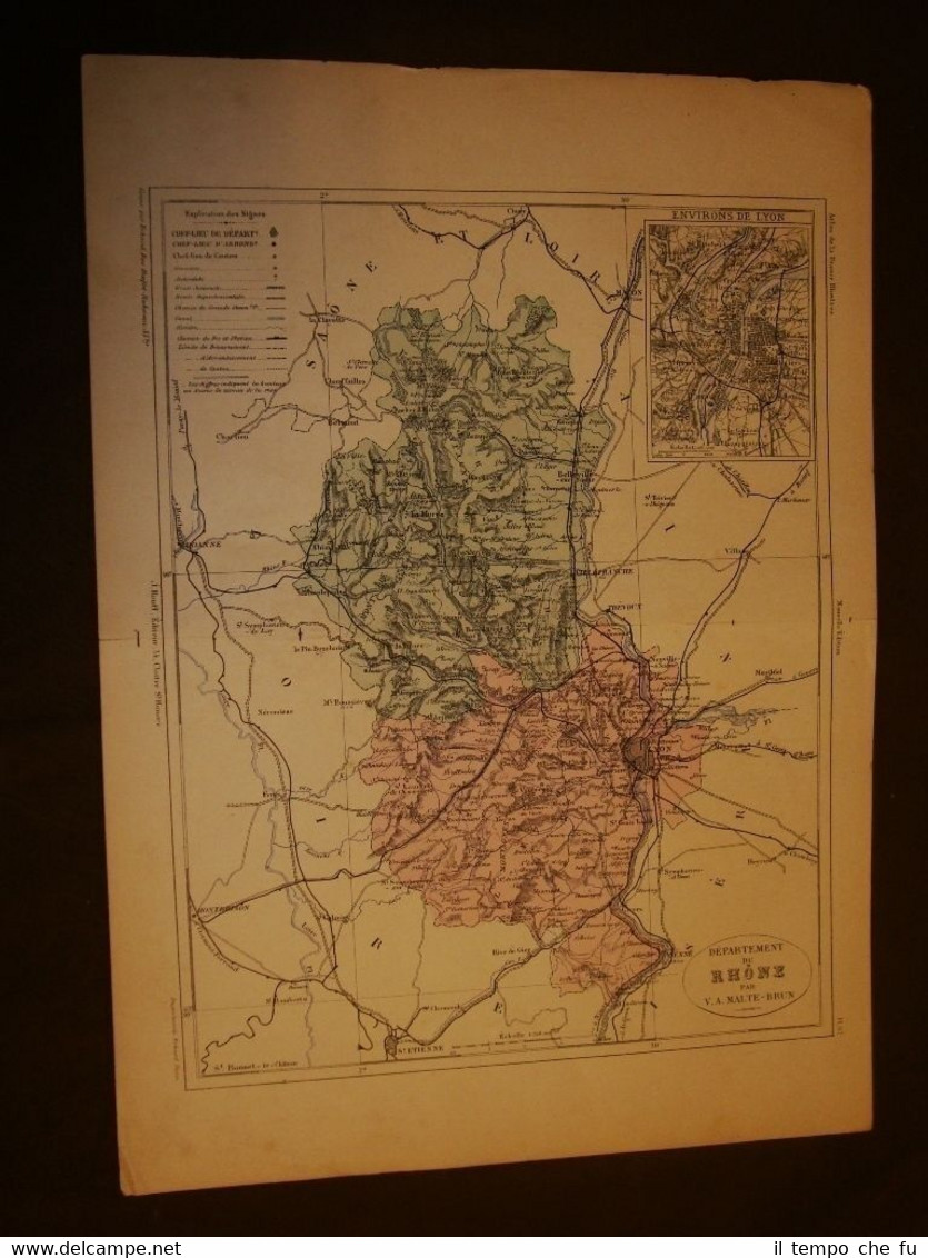 Carta, cartina o mappa del 1840 Rhône - Lyon o …