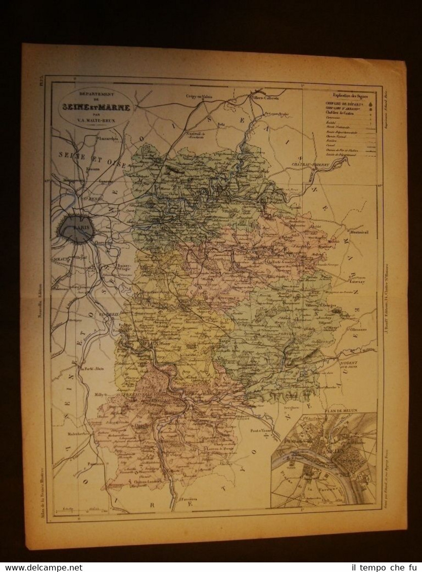 Carta, cartina o mappa del 1840 Seine et Marne - …