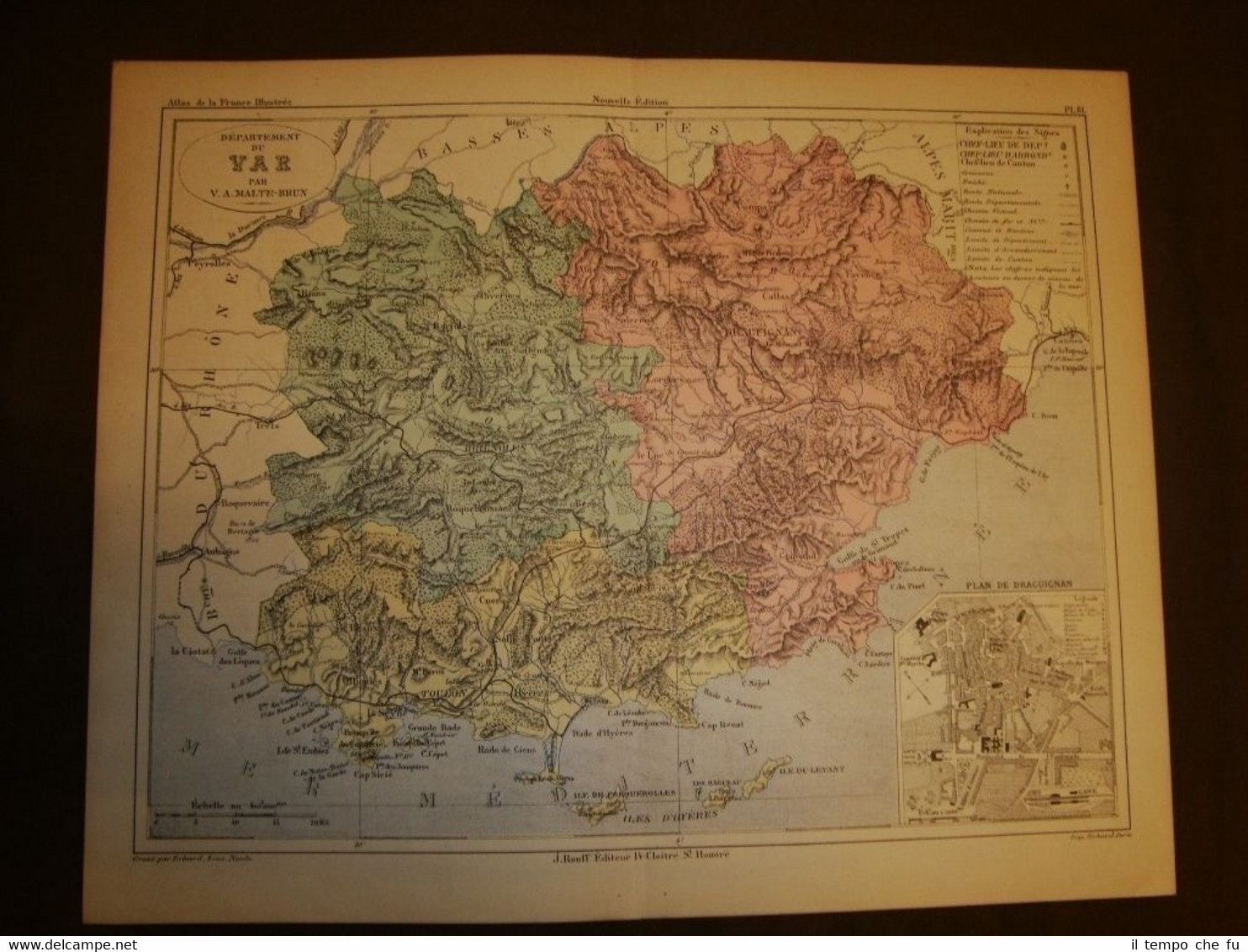 Carta, cartina o mappa del 1840 Var - Draguignan - …