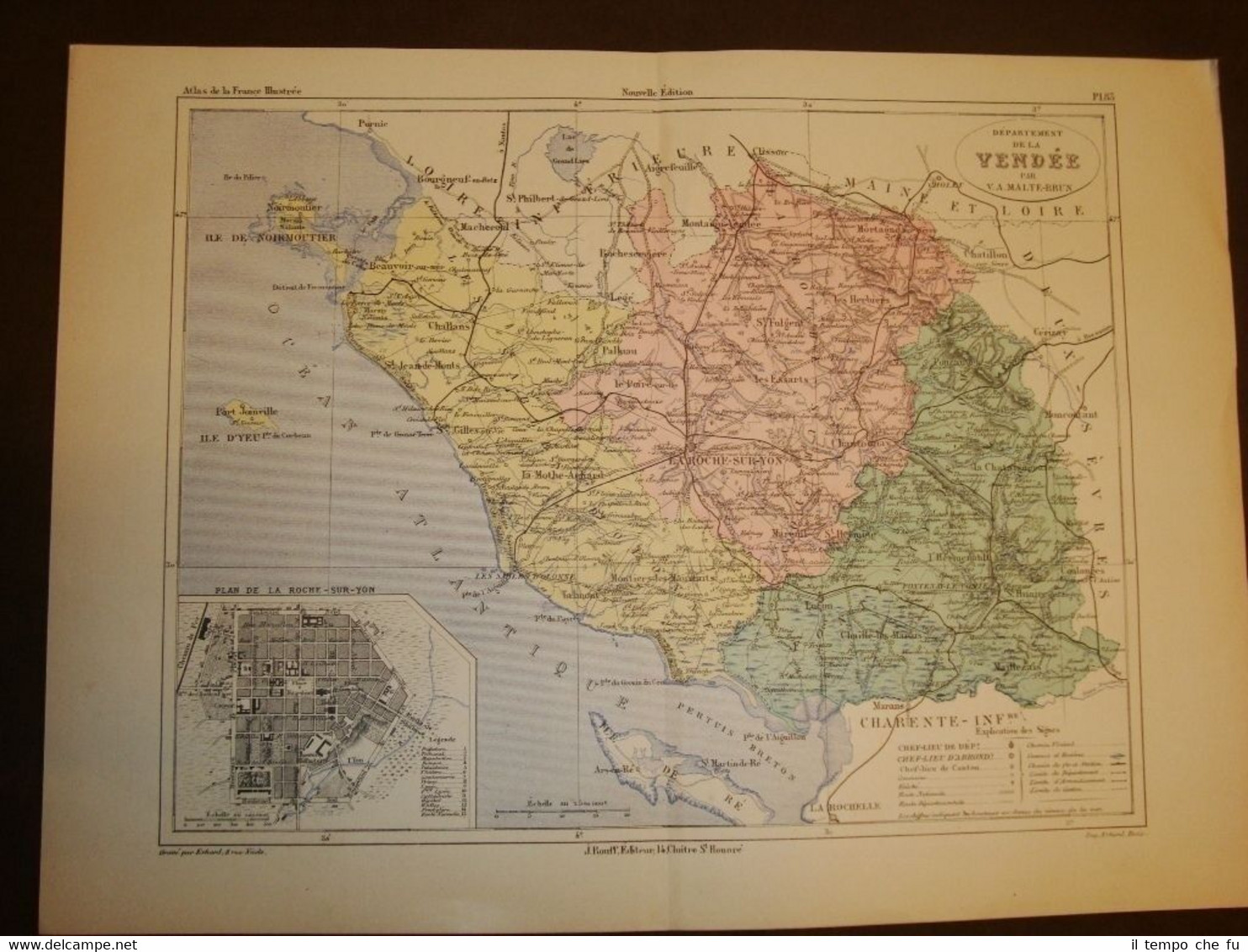 Carta, cartina o mappa del 1840 Vendée - La Roche …