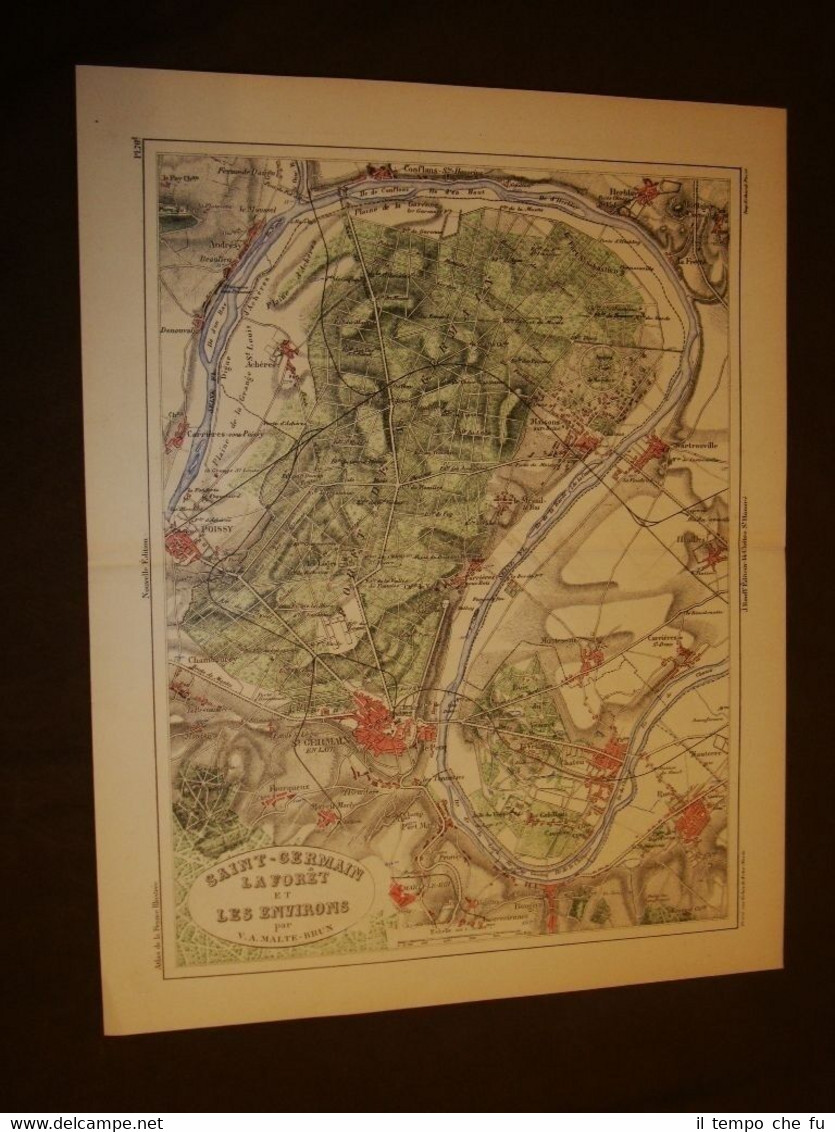 Carta, cartina, pianta, mappa del 1840 Saint Germain La Forêt …