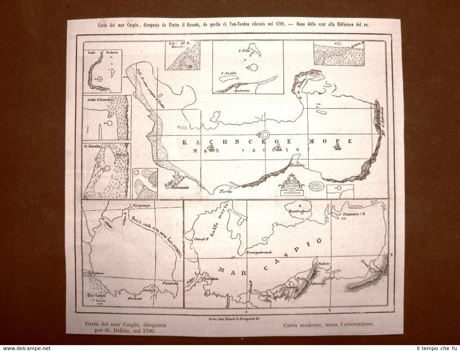 Carta del Mar Caspio di Pietro il Grande da quella …