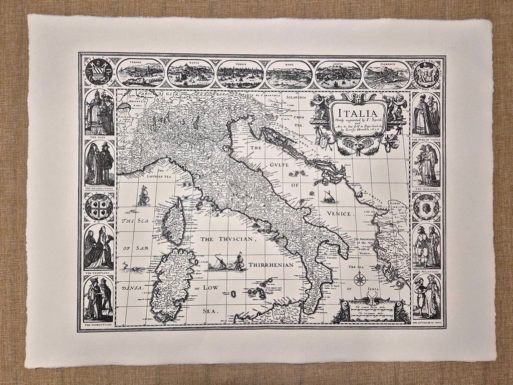 Carta dell’Italia di John Speed con vedute e costumi Anno …