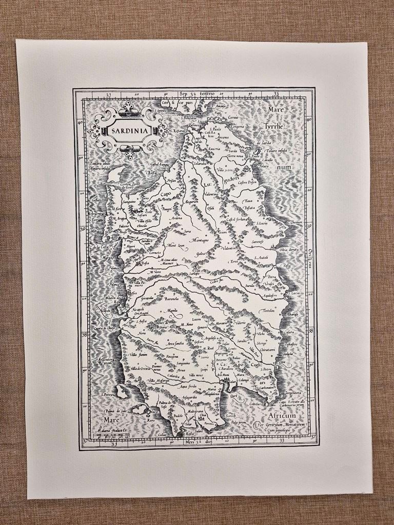 Carta della Sardegna o Sardinia di Gerardo Mercatore Anno 1584 …