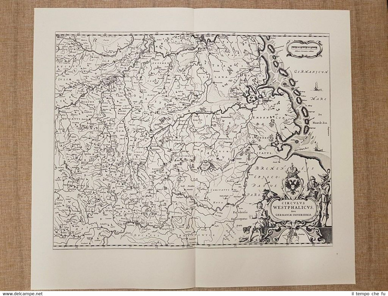 Carta geografica Circulus Westphalicus Germaniae Inferioris 1645 Blaeu Ristampa