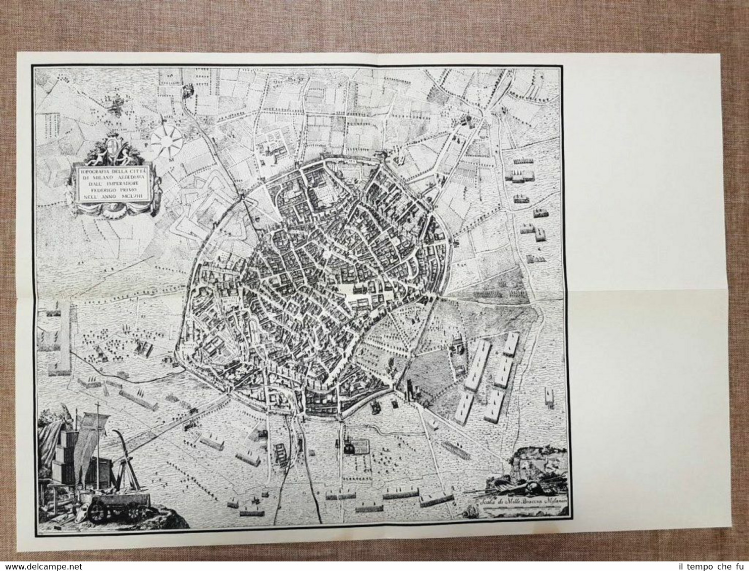 Carta geografica Città di Milano nel 1158 Assedio di Federico …