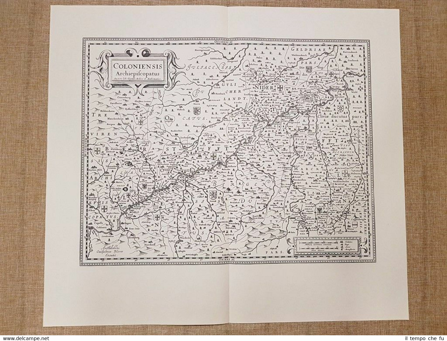 Carta geografica Coloniensis Archiepiscopatus Anno 1645 Joan Blaeu Ristampa