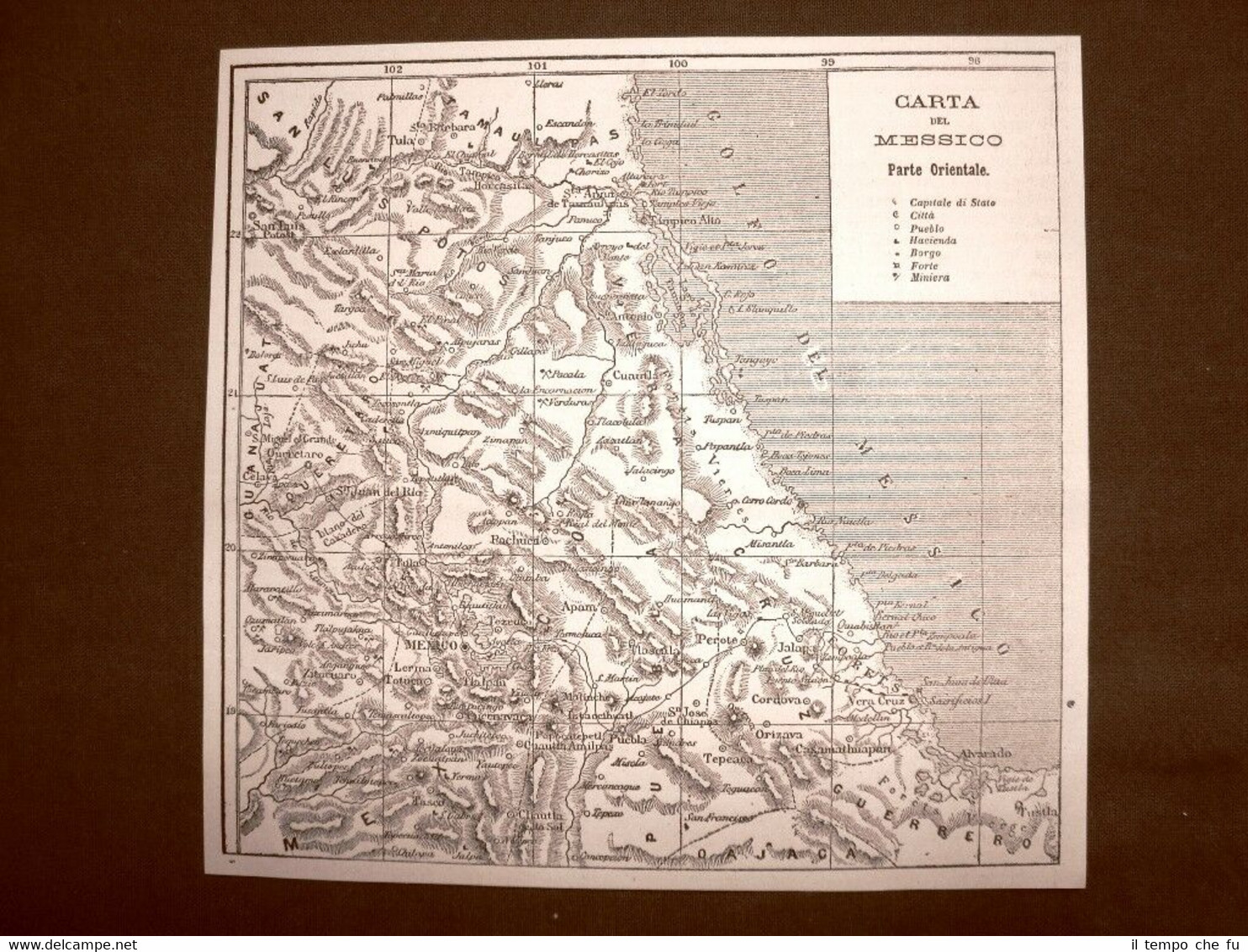 Carta geografica del Messico del 1863 Parte orientale