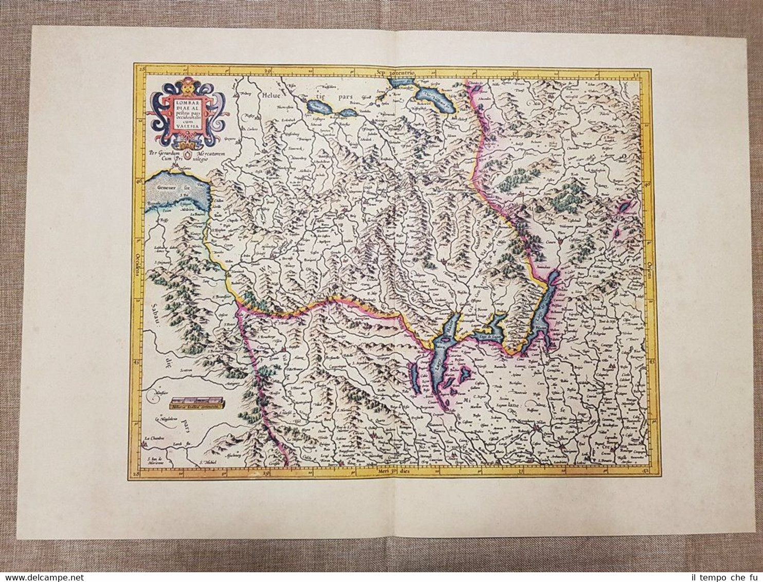 Carta geografica Lombardia (1) Italia Anno 1595 di Mercatore o …