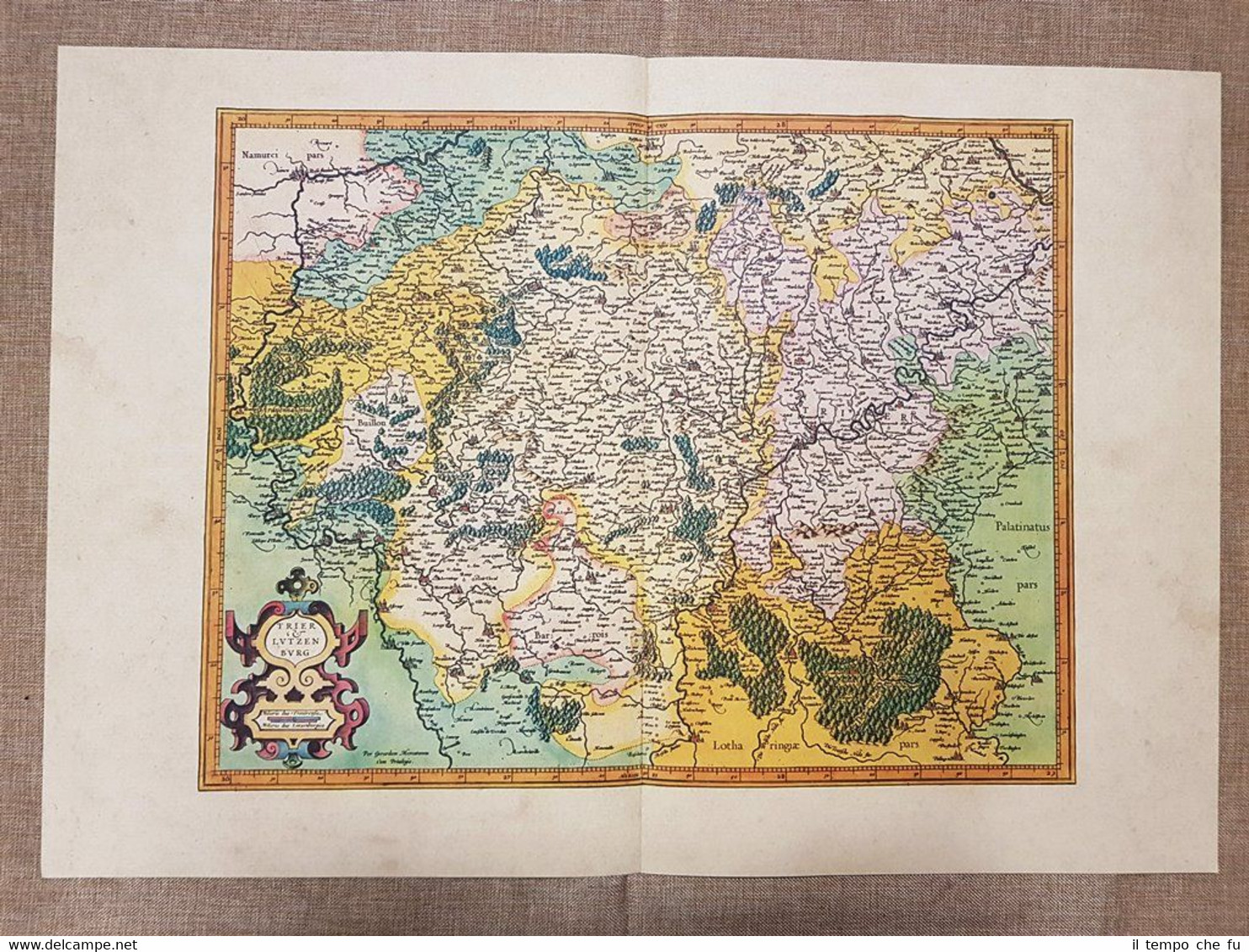 Carta geografica mappa Ducato Lussemburgo Anno 1595 Mercatore Mercator Ristampa