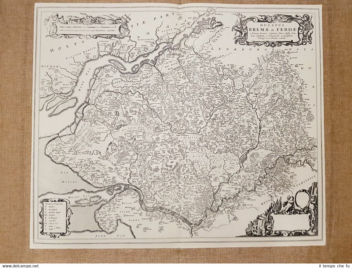 Carta geografica mappa Ducatus Bremae e Ferdae Anno 1660 Ioan …