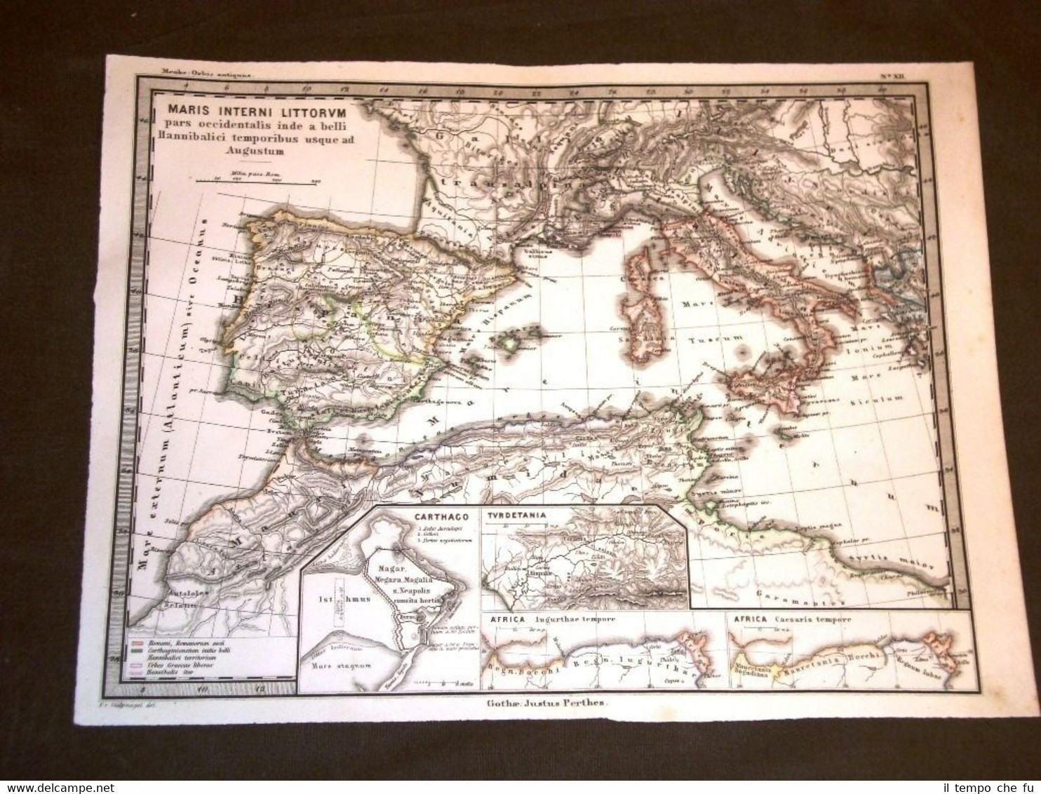 Carta geografica mappa Menke 1865 Ancient map Guerra Punica Cartagine …
