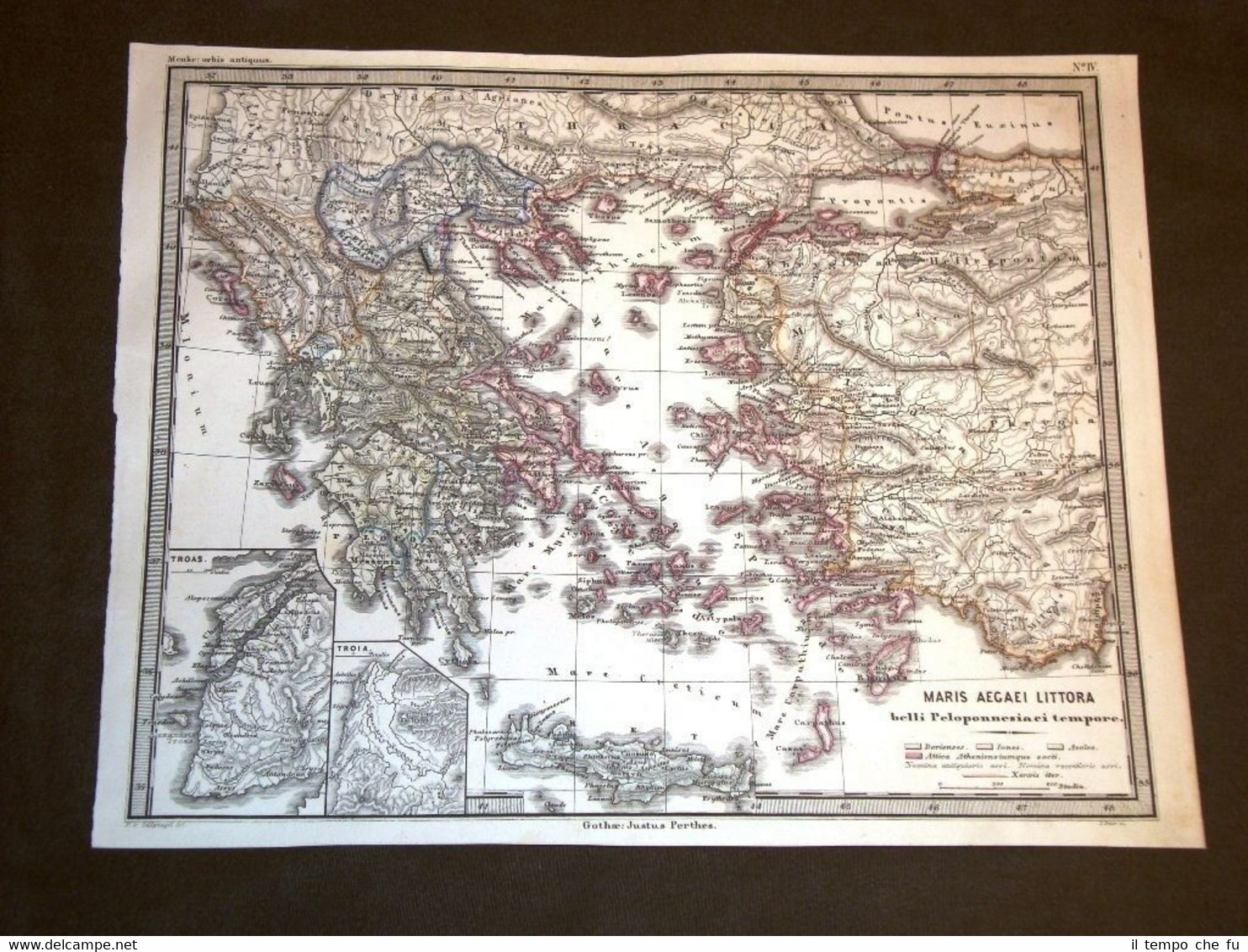 Carta geografica mappa Menke 1865 Ancient map Mare Egeo Peloponneso …
