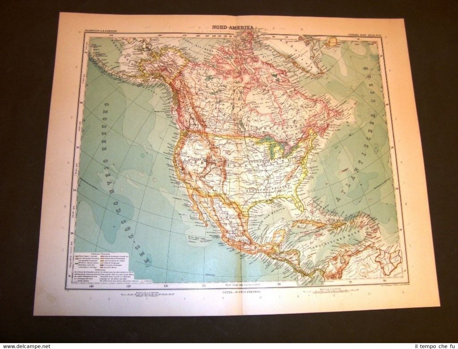 Carta geografica Mappa Stielers di Habenicht del 1901 America del …