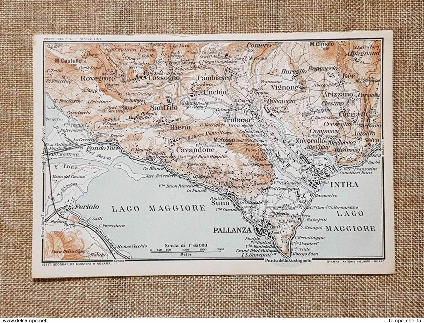 Carta geografica o cartina del 1914 Pallanza Trobaso Intra Comero …