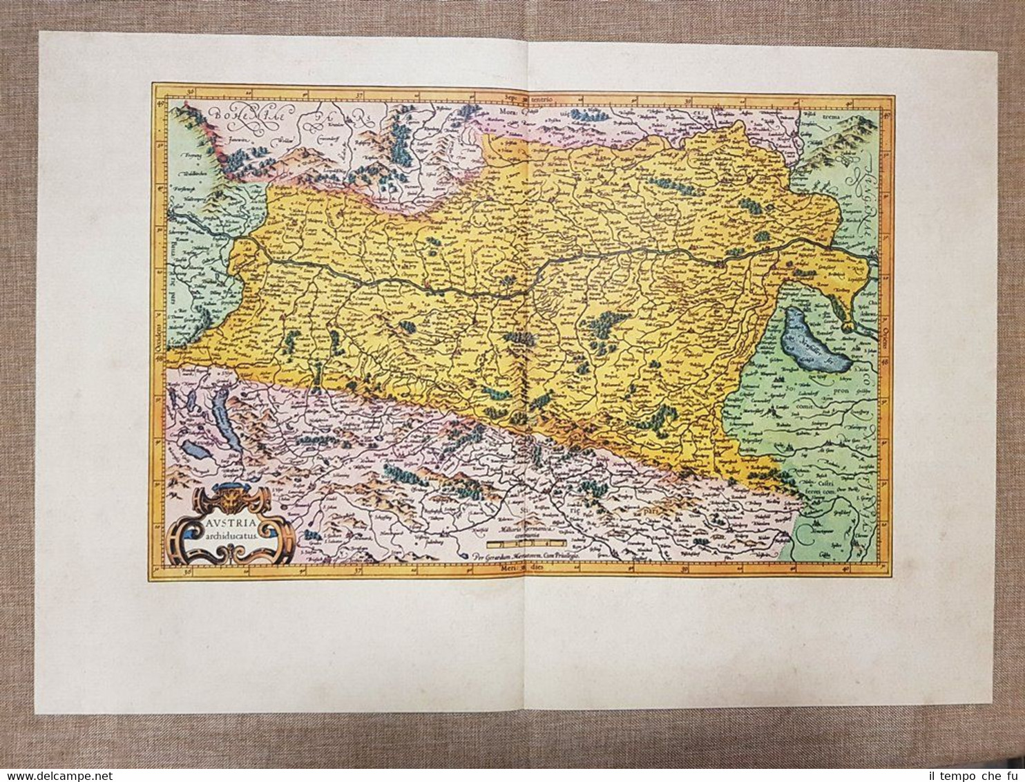 Carta geografica o mappa Arciducato d'Austria 1595 Mercatore Mercator Ristampa