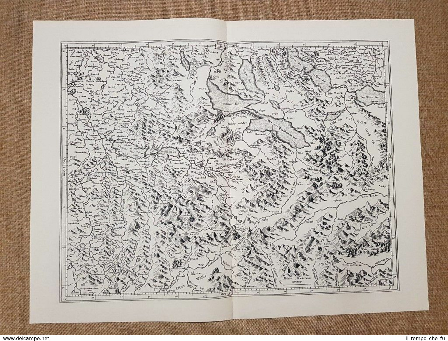 Carta geografica o Mappa Argow Anno 1650 Ristampa