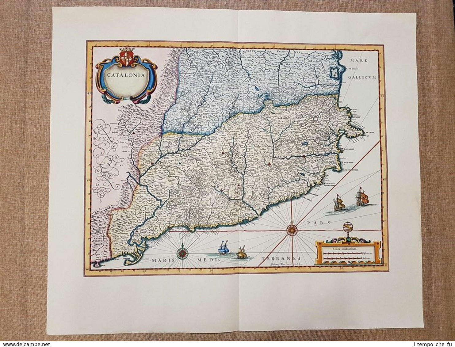 Carta geografica o Mappa Catalogna o Catalunya Anno 1660 di …