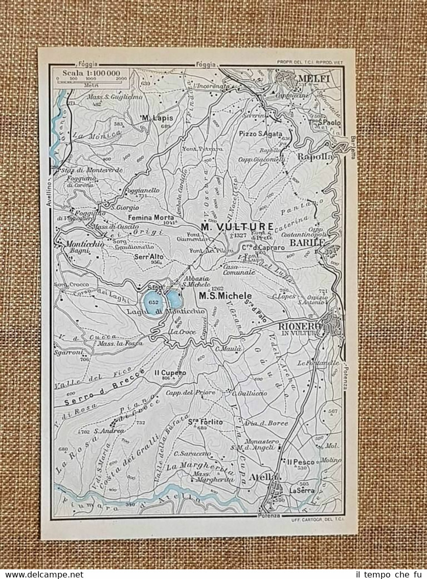 Carta geografica o mappa del 1937 Melfi Barile Rionero Atella …