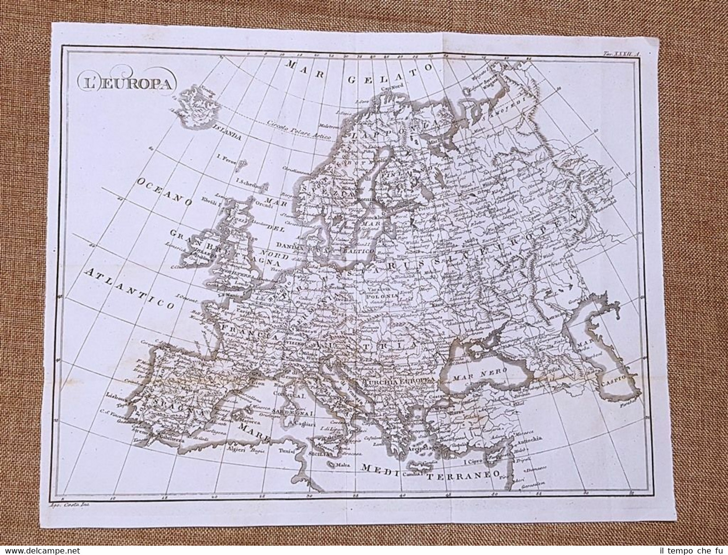 Carta geografica o Mappa L'Europa Atlante istorico Cav. Leonardo Cacciatore …