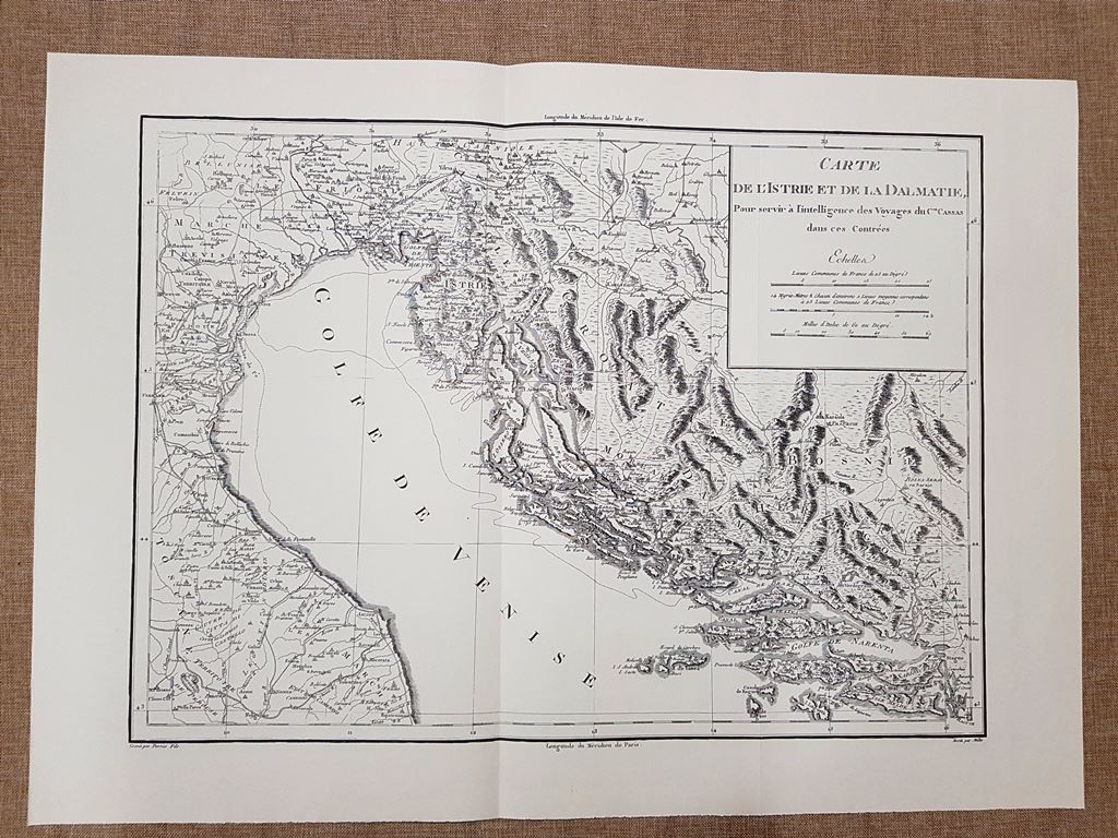 Carta geografica o Mappa l'Istria e la Dalmazia Anno 1802 …