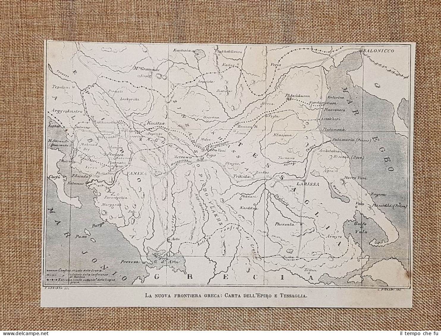 Carta geografica o mappa nel 1880 Frontiera greca Epiro e …