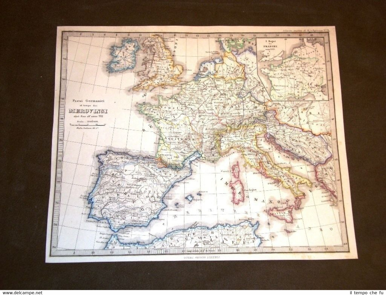 Carta geografica o mappa Spruner del 1865 Ancient map Merovingi …