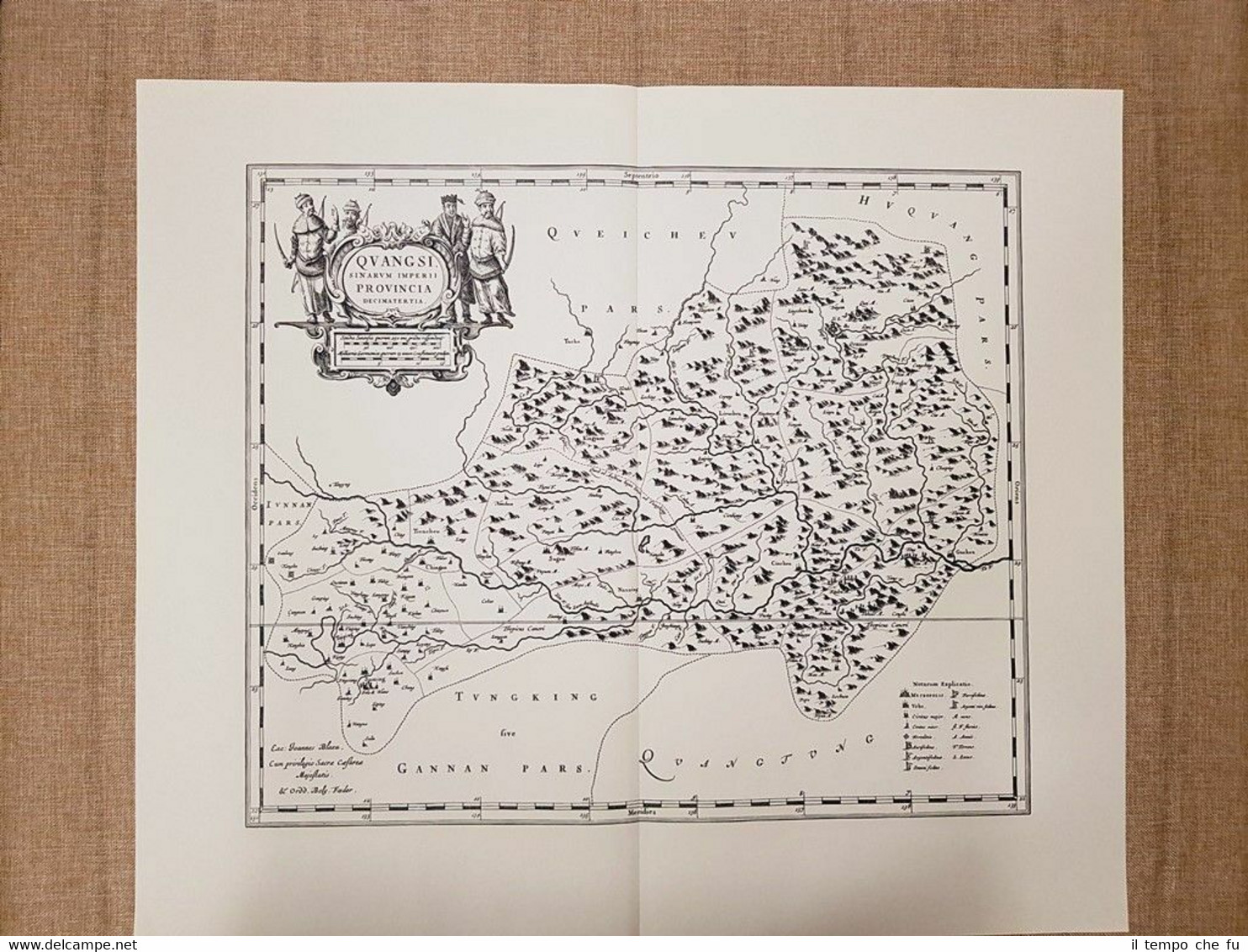 Carta geografica Quangsi imperii sinarum decimatertia Cina 1655 J.Blaeu Ristampa